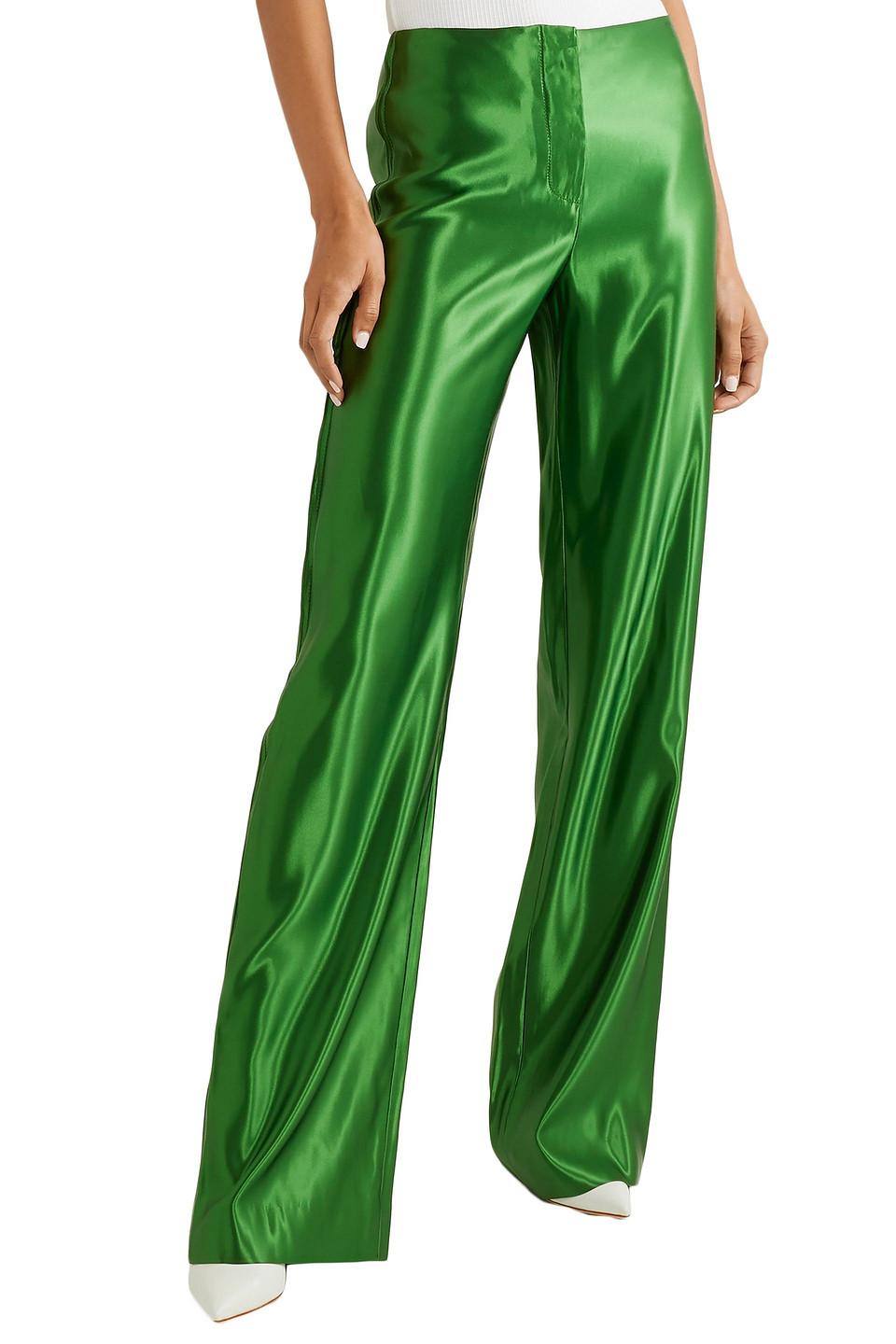 Jason Wu Satin Wide-leg Pants in Bright Green (Green) - Lyst