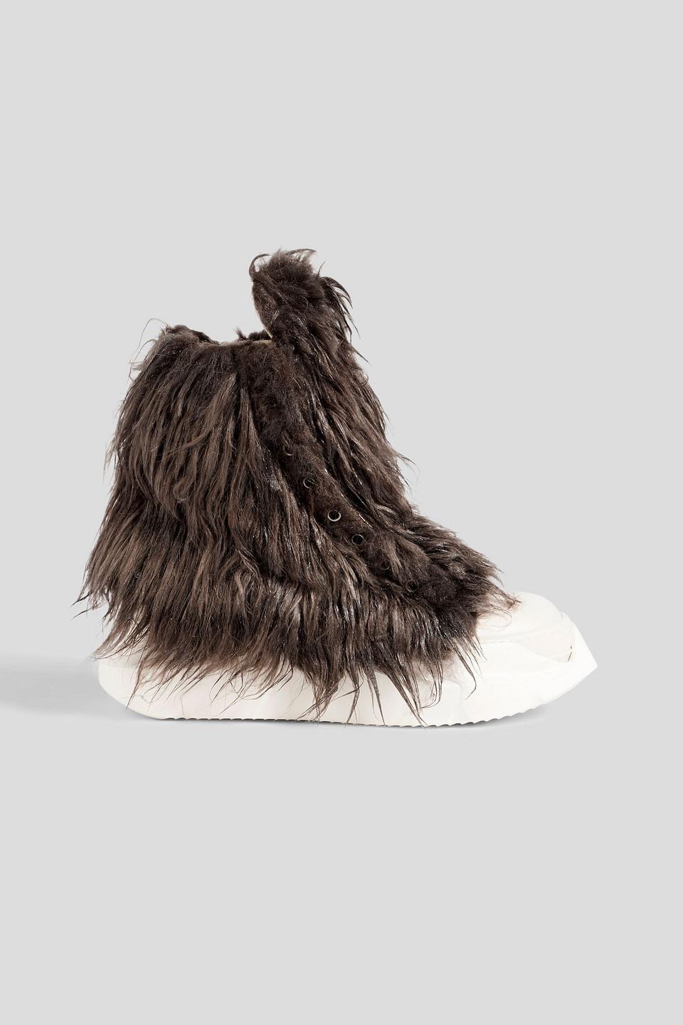 Rick Owens Abstract Faux Fur And Leather High-top Sneakers Rick Owens Abstract Faux Fur And Leather High-top Sneakers