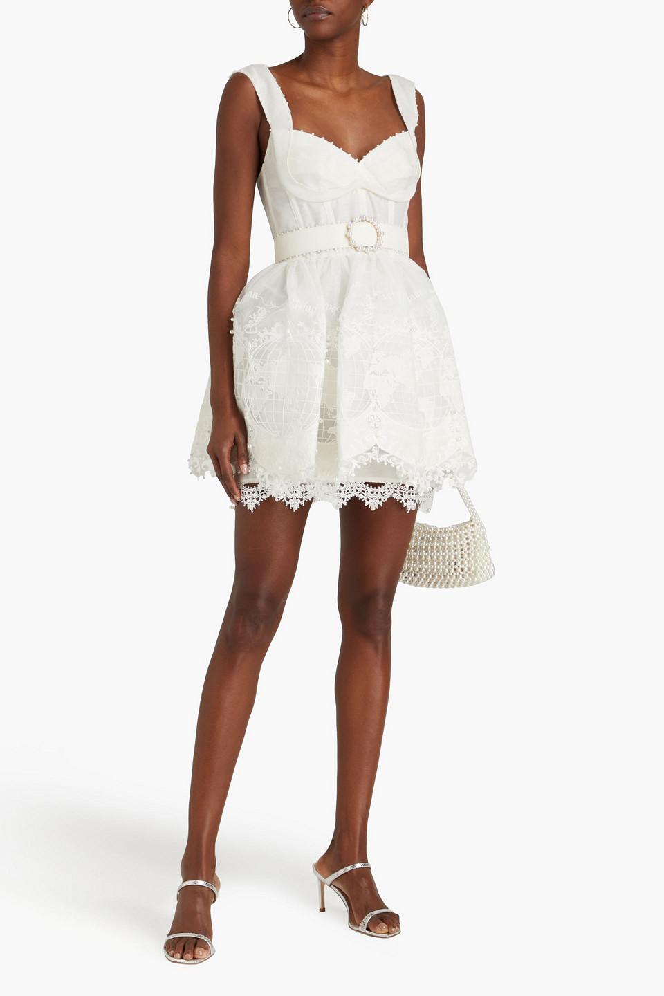 Zimmermann High Tide Corseted Linen-silk Mini Dress in White | Lyst