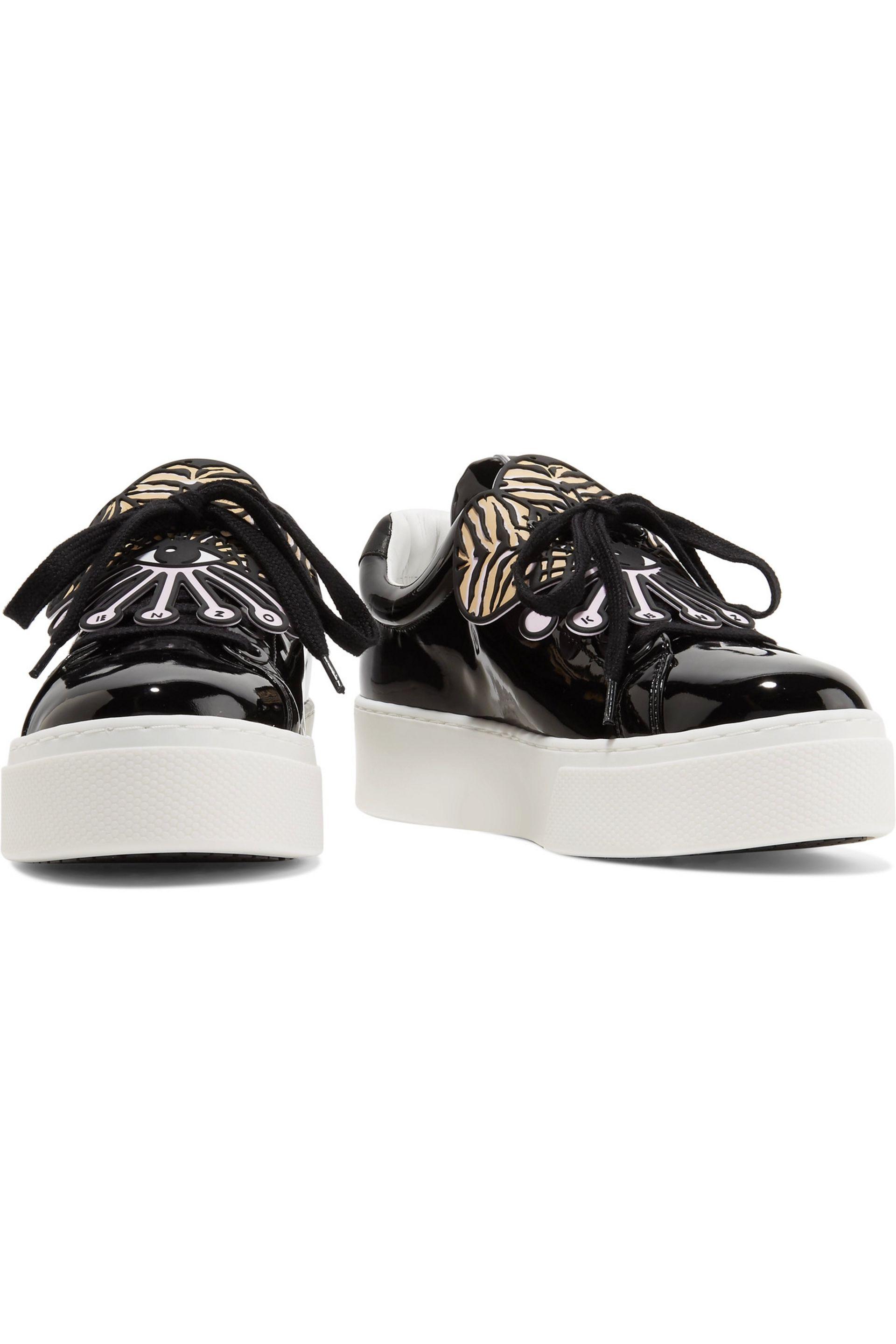 womens black patent leather tennis shoes