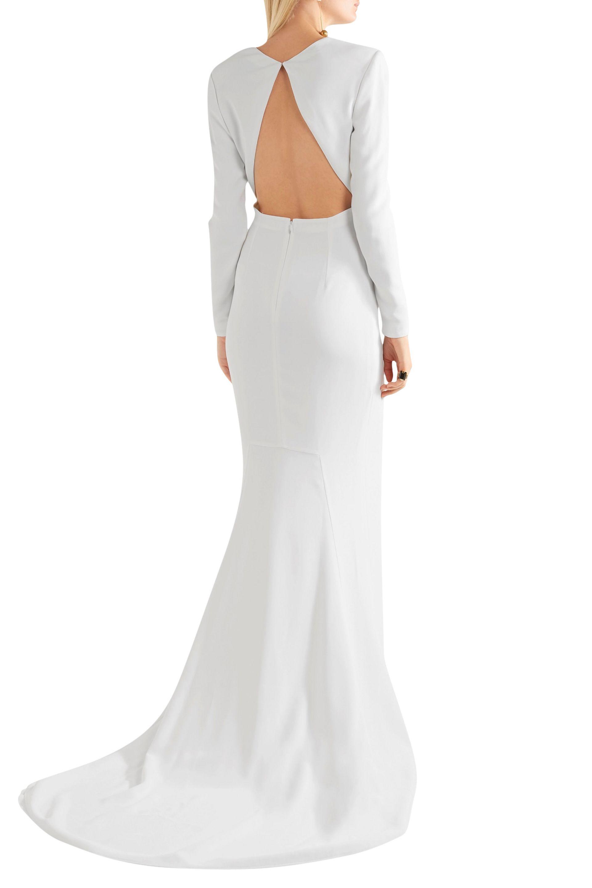 white open back gown