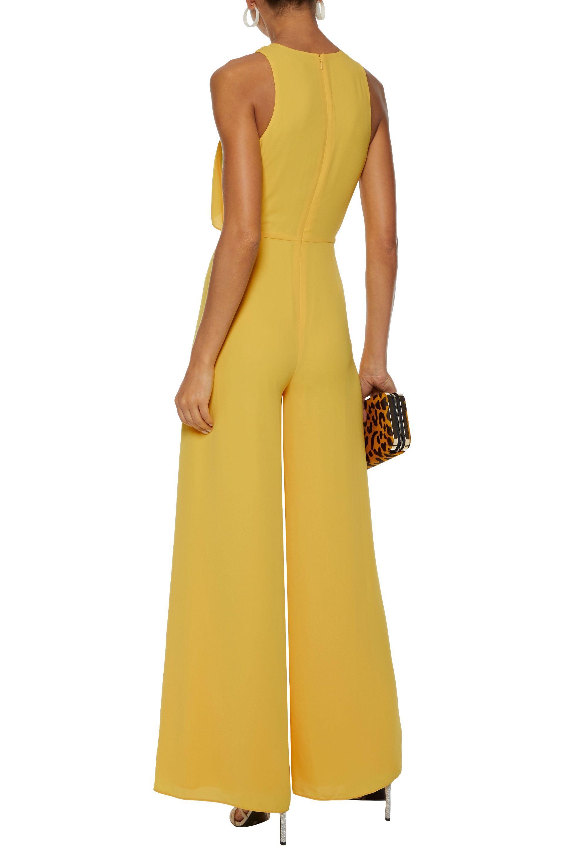 Halston Synthetic Layered Jumpsuit Marigold in Yellow Lyst