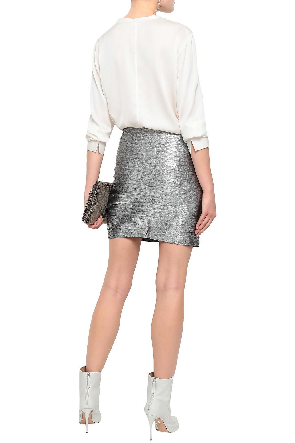 IRO Synthetic Ruffled Lamé Mini Skirt 