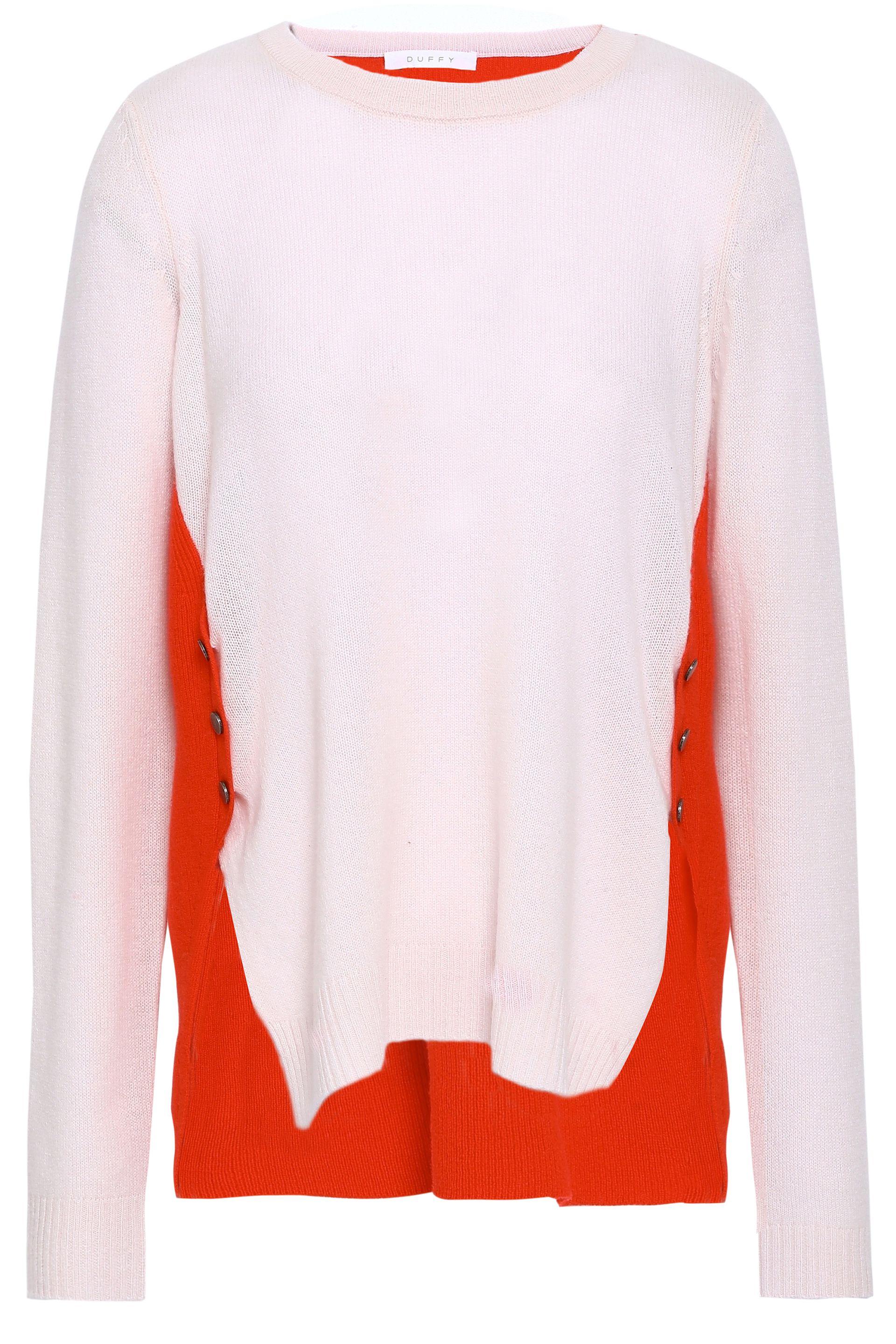 Duffy Button-detailed Two-tone Cashmere Sweater Red - Lyst
