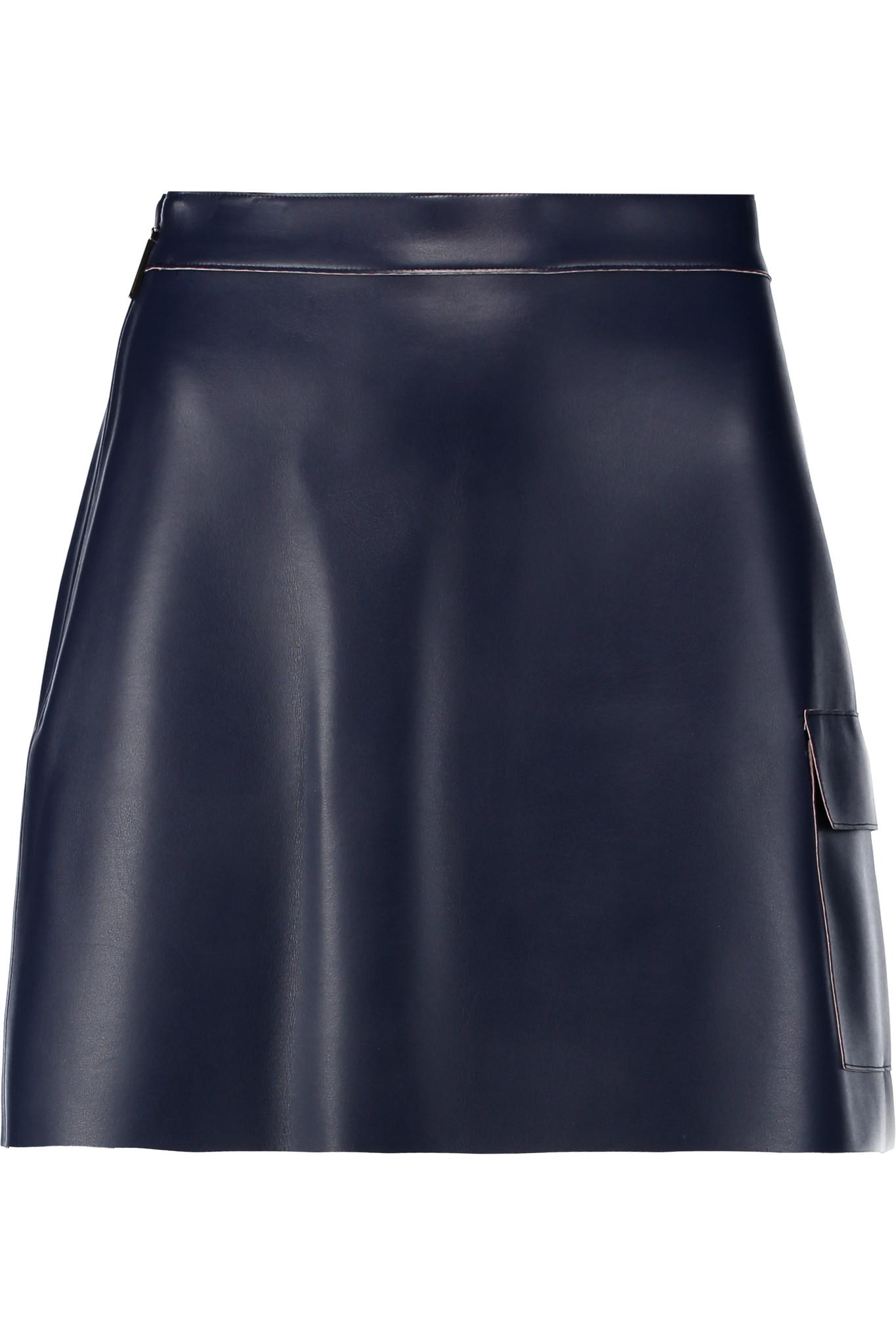 Lyst - Msgm Faux-Leather Mini Skirt in Blue