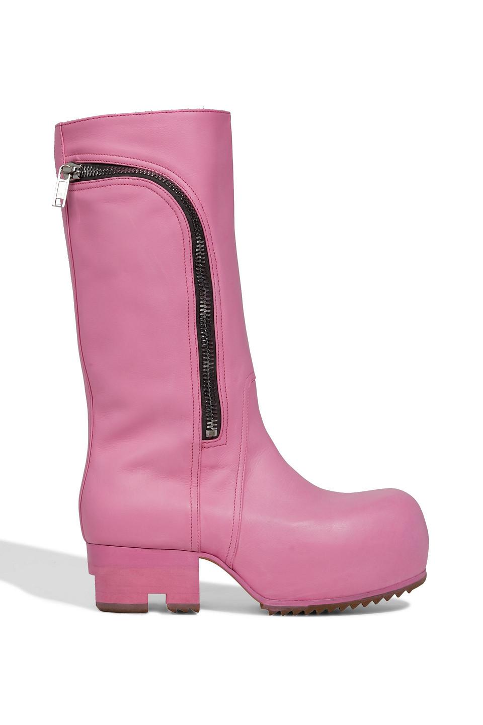Rick Owens Bauhaus Ballast Leather Boots in Pink | Lyst