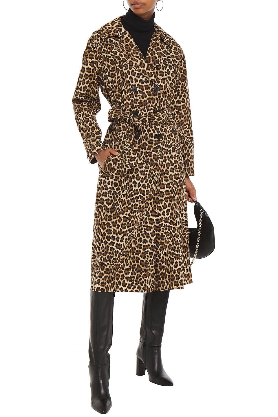 Ba&sh Fauve Leopard-print Cotton Trench Coat | Lyst