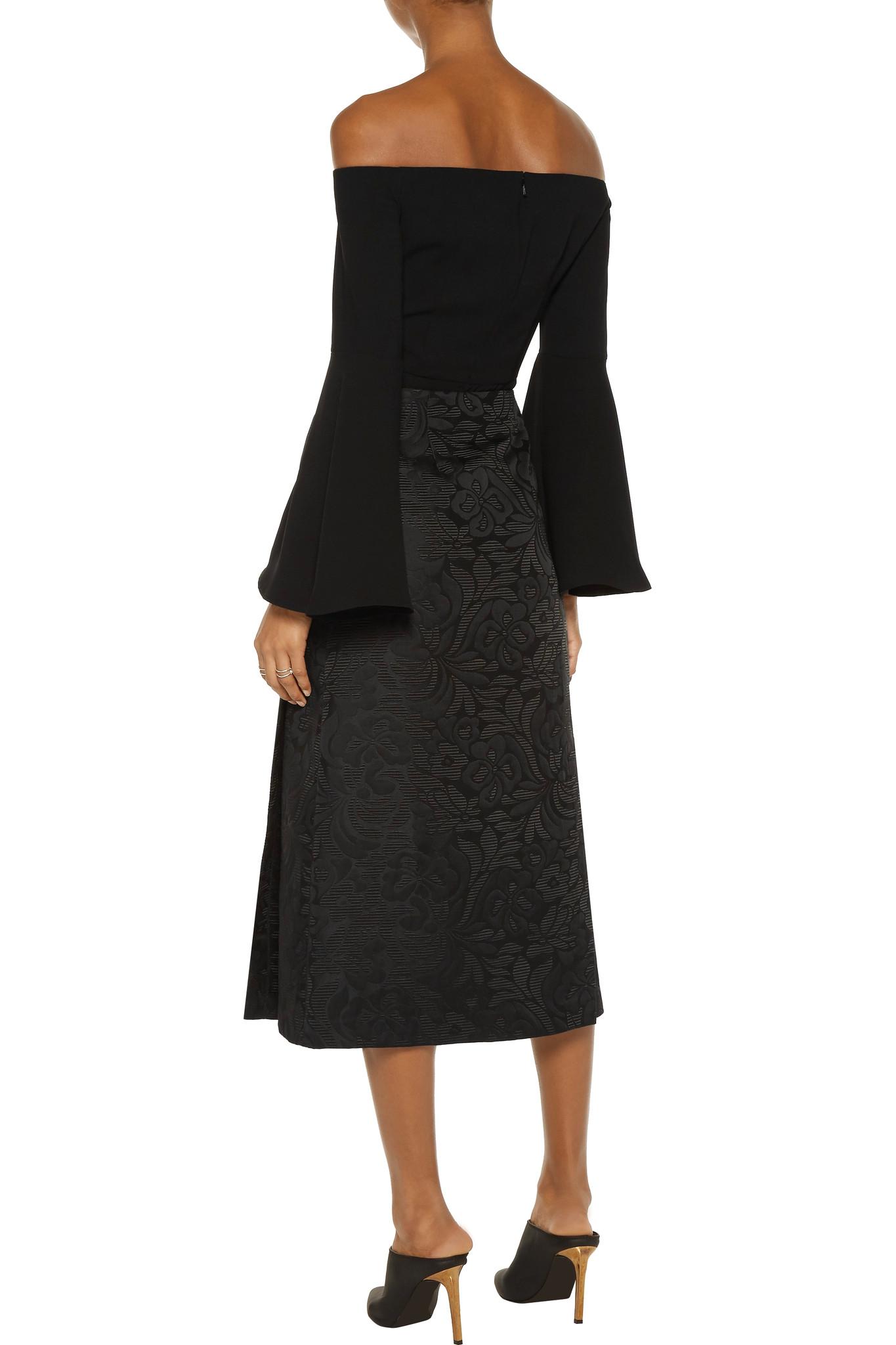 Theory Cotton Anneal Wrapeffect Jacquard Midi Skirt in Black Lyst