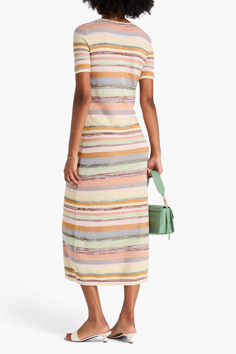 Zimmermann Striped Knitted Midi Dress in Natural | Lyst