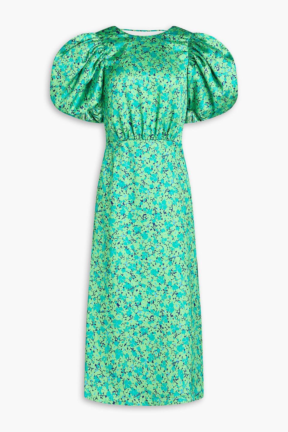 ROTATE BIRGER CHRISTENSEN Floral-Print Satin Midi-Dress in Green | Lyst ROTATE BIRGER CHRISTENSEN Floral-Print Satin Midi-Dress in Green | Lyst