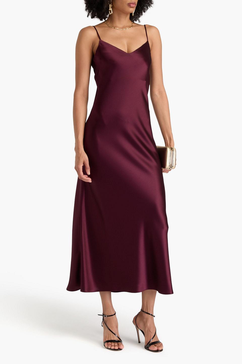 galvan satin midi slip dress Galvan Satin Midi Dress In Light Blue