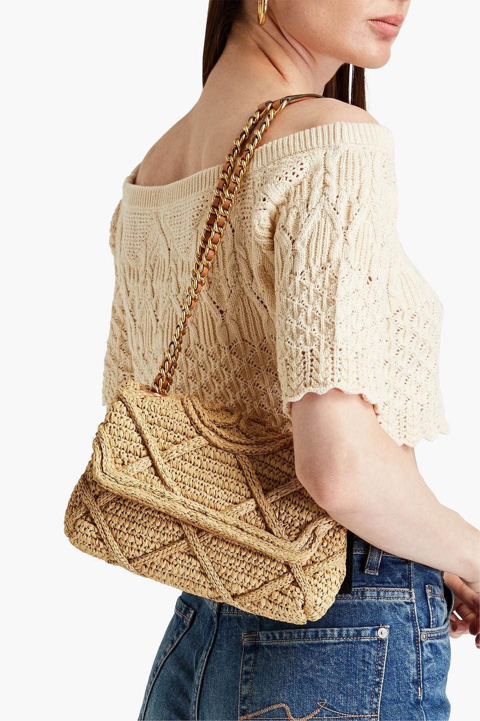 Tory Burch Fleming Straw Shoulder Bag in Natural | Lyst UK