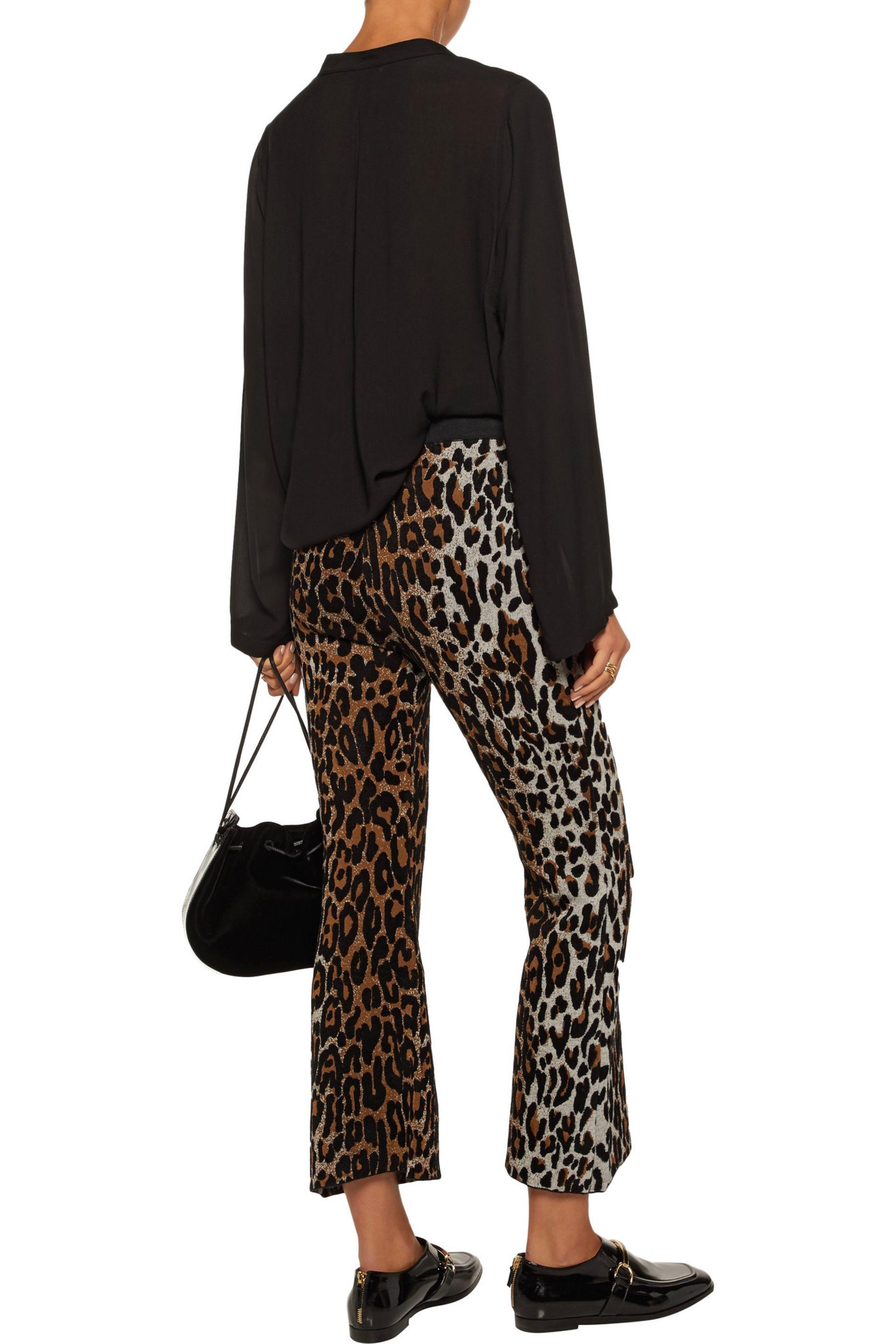 Stella McCartney Synthetic Cropped Leopard-print Jacquard Bootcut Pants ...