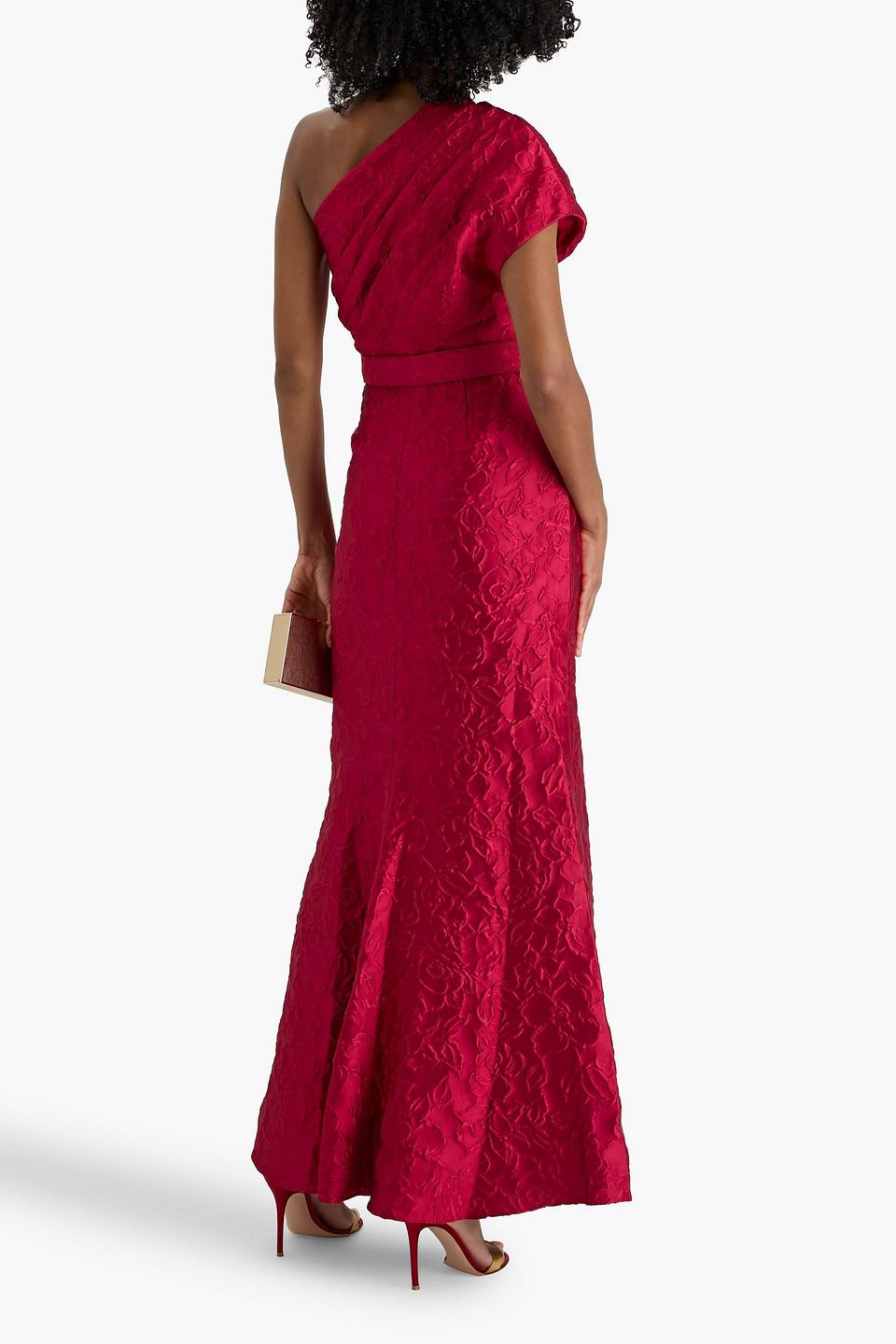 red and gold dresses DreamDress By PMN Dalya Vietnamese Ao Dai Inspired Wedding Dress Gown Red Illusion Gold Accents Embellishments Champagne Satin Pants