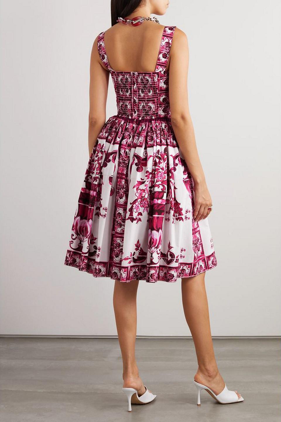 【関税&送料込】Dolce & Gabbana Printed Poplin Dress DOLCE & GABBANA Cotton Poplin Midi Dress In Floral Print