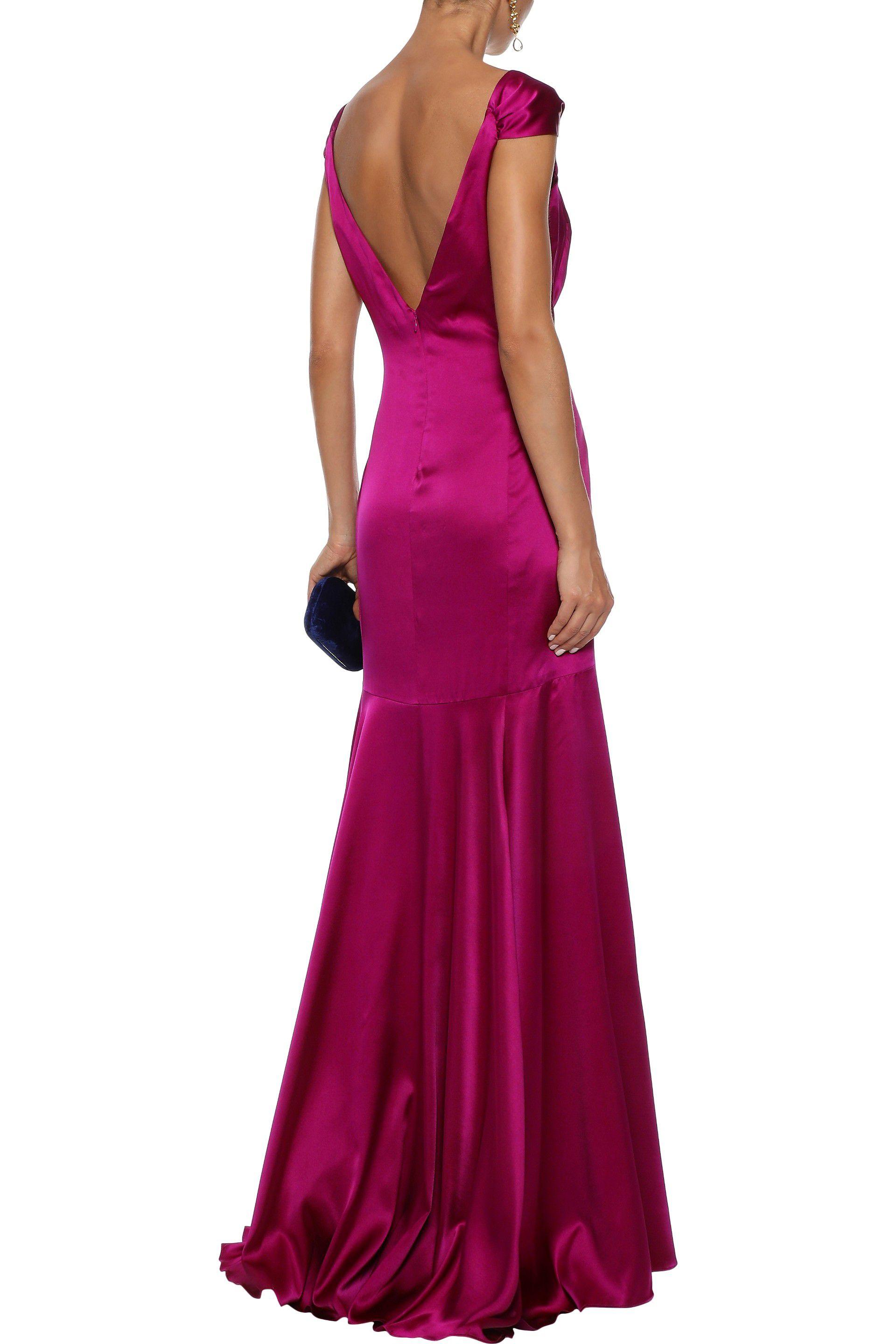 magenta satin dress