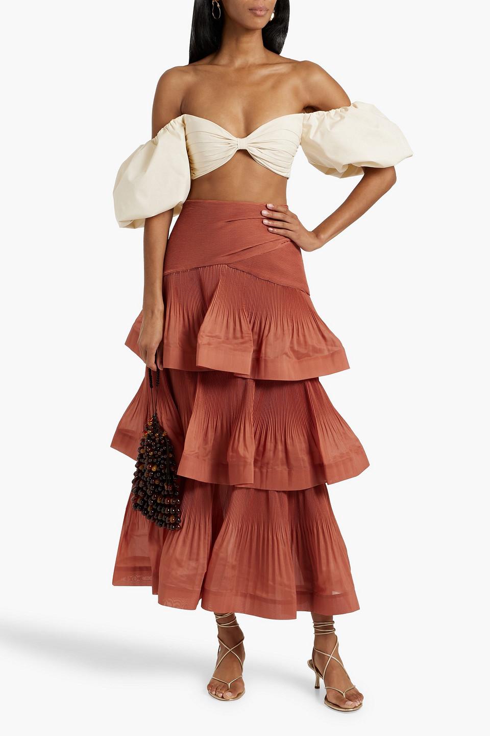 スカート ZIMMERMANN Women Skirts 0726SF241SPIC Orange Zimmermann Postcard Maxi Skirt - Bergdorf Goodman