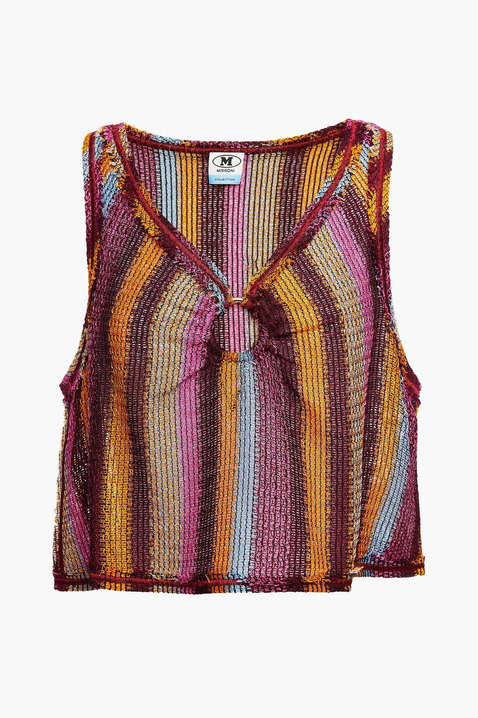 Ødelæggelse Fantastisk huh M Missoni Cropped Cutout Striped Crochet-knit Top in Orange | Lyst