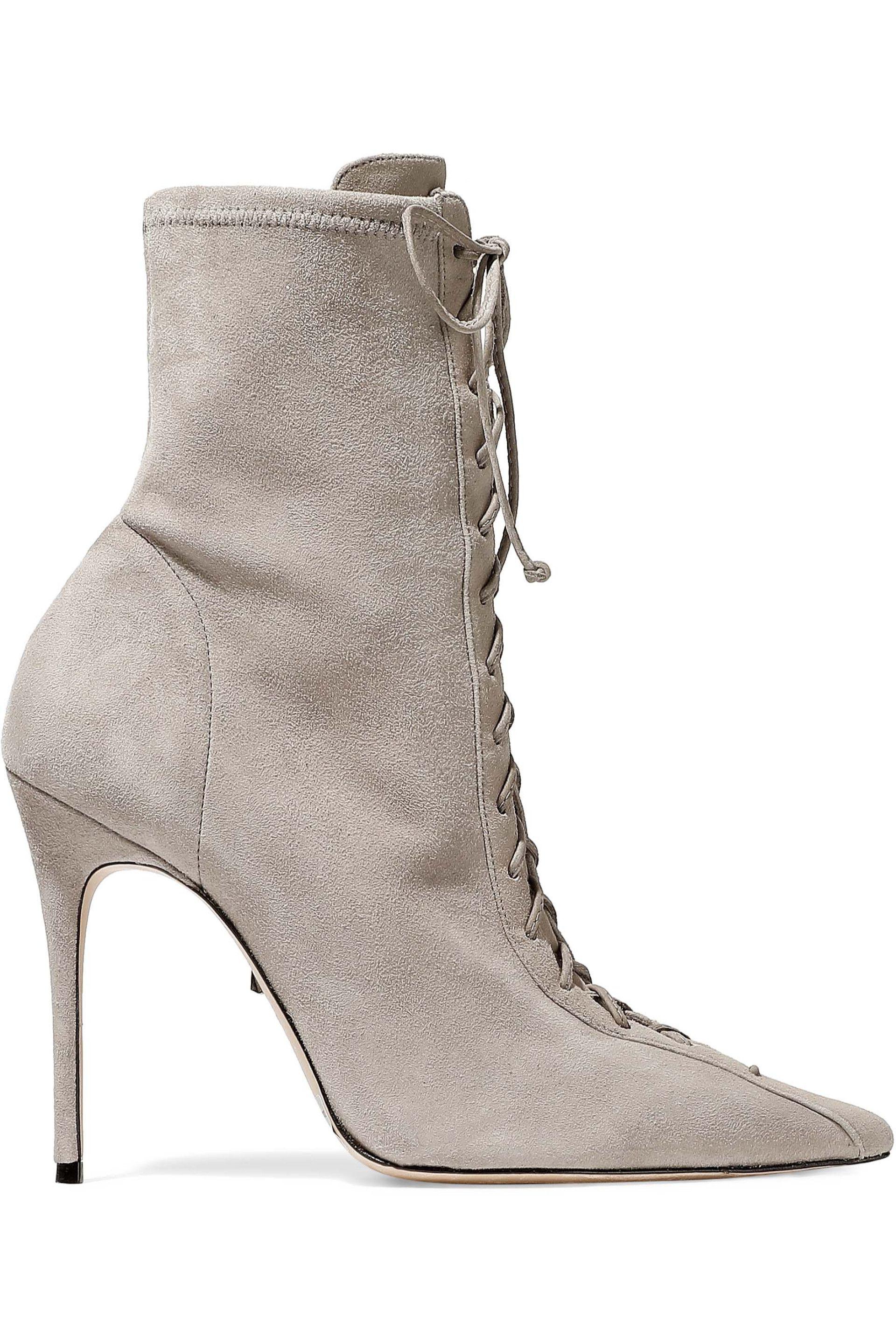 stretch suede ankle boots