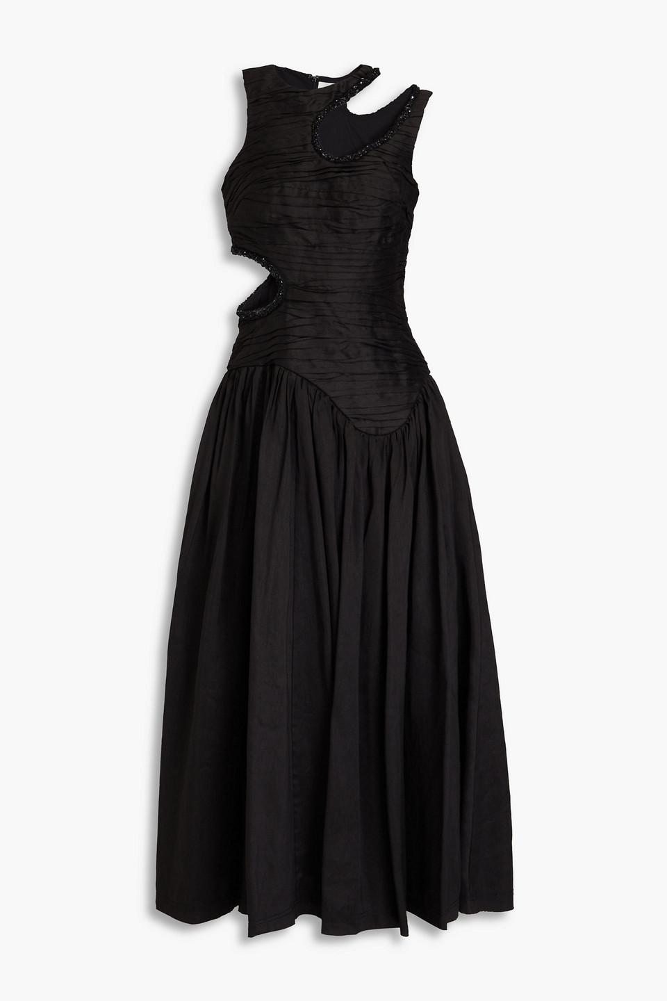 aje black cut out dress Mimosa Cut Out Midi Dress | Black