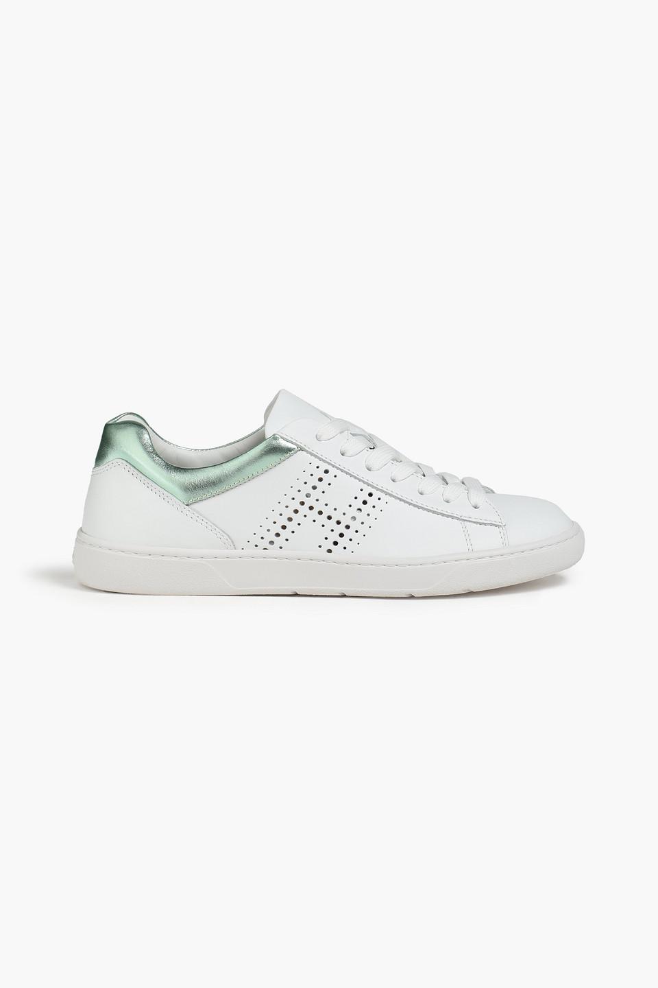 Perforated Two-tone Leather Green | Lyst