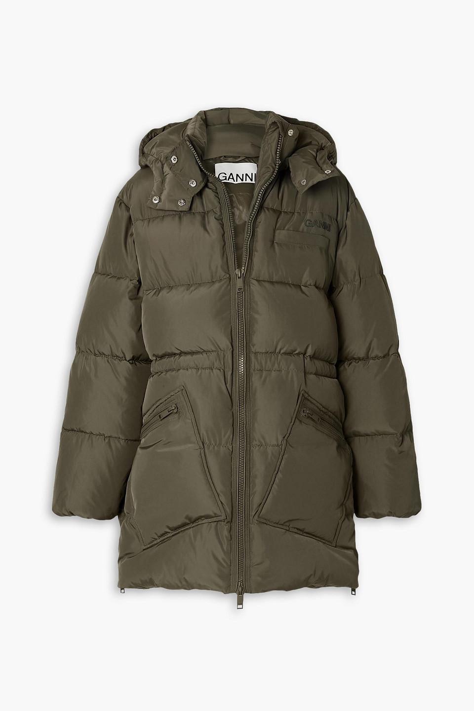 Ganni Oversized Quilted Shell Jacket in Green | Lyst