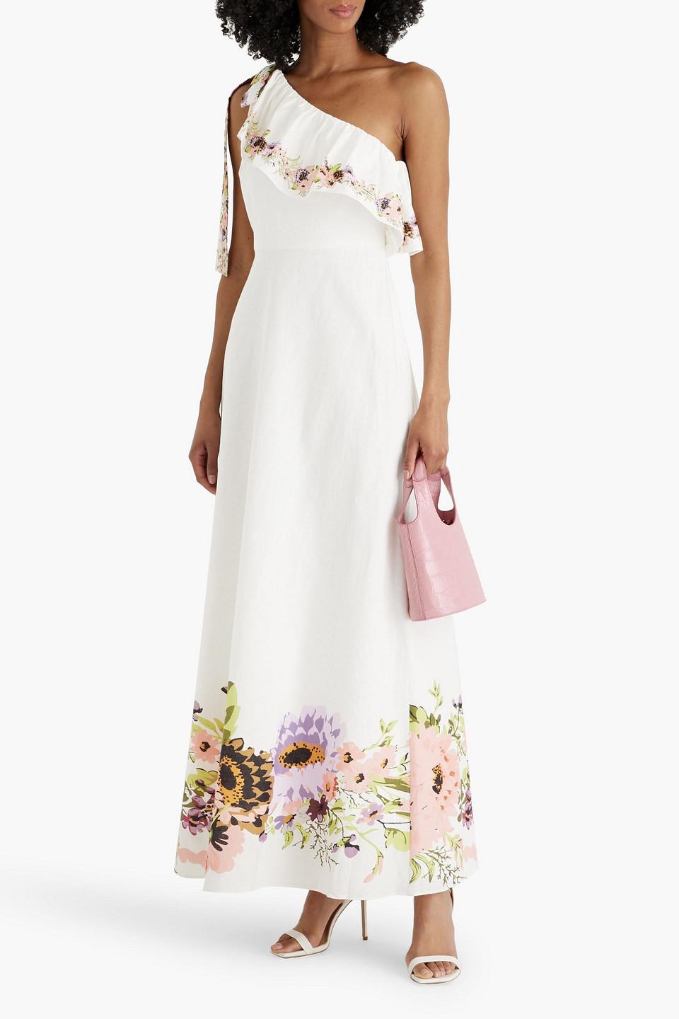 strapless open back dress Cotton Linen Off-Shoulder Linen Midi Dress with Slit in Ivory| Gloeria –  GLOERIA main image 1