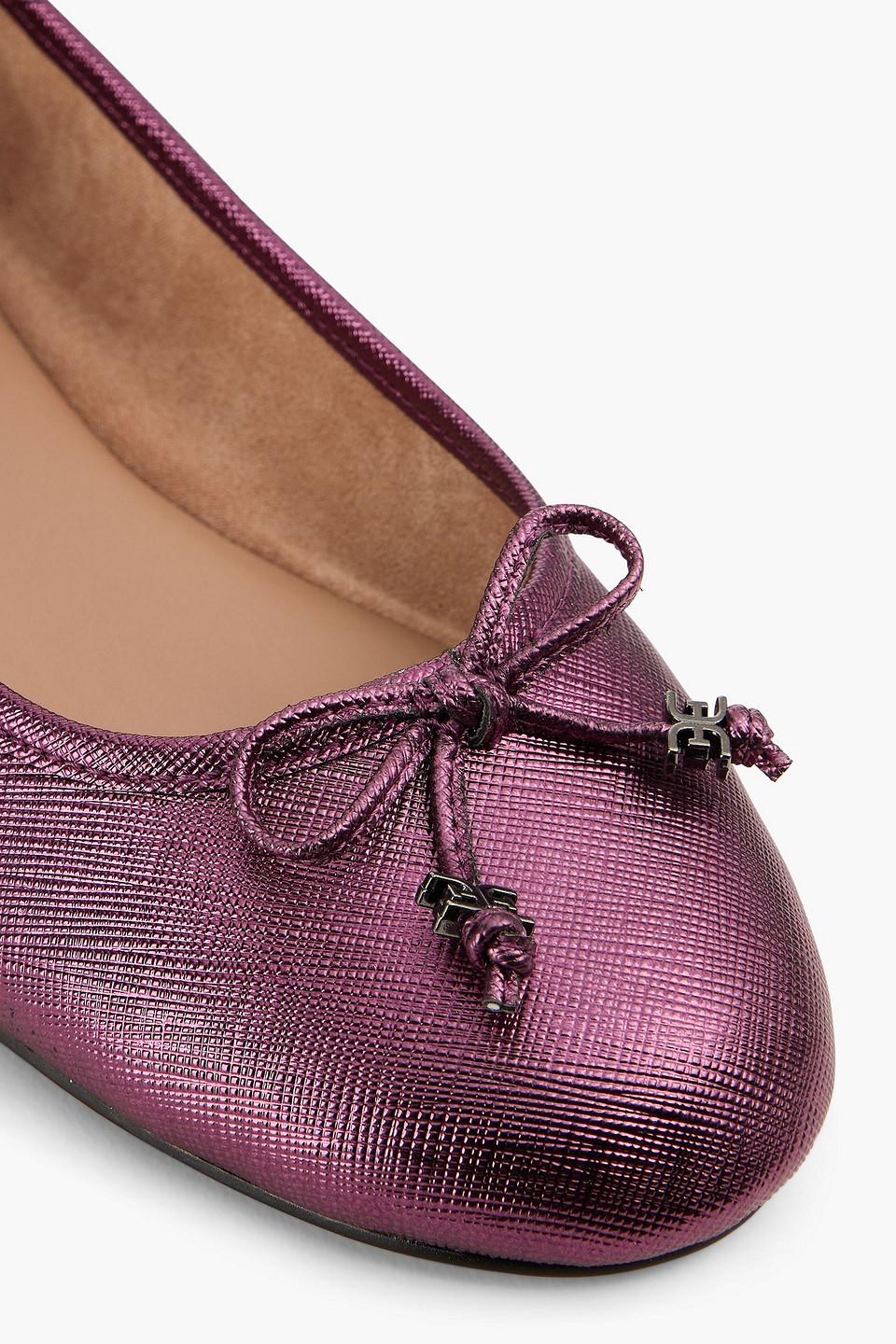 Sam Edelman Metallic Textured leather Ballet Flats in Purple Lyst