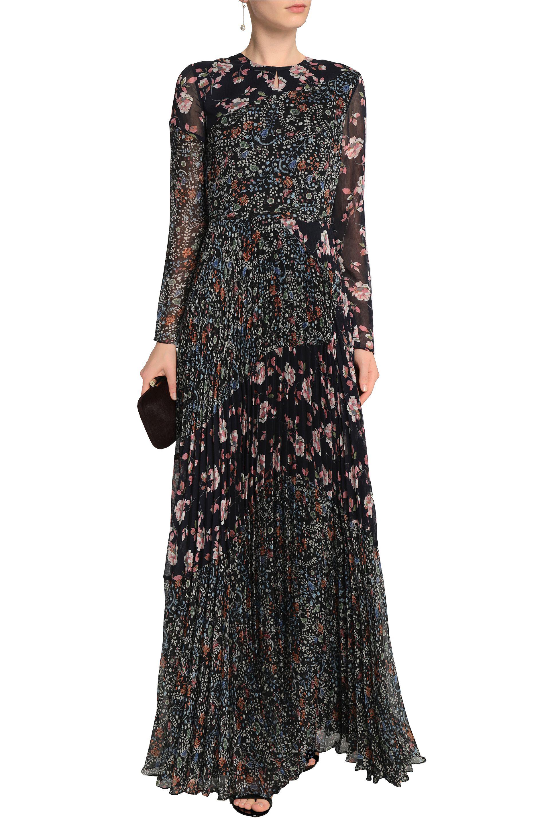 Mikael Aghal Pleated Floral-print ...
