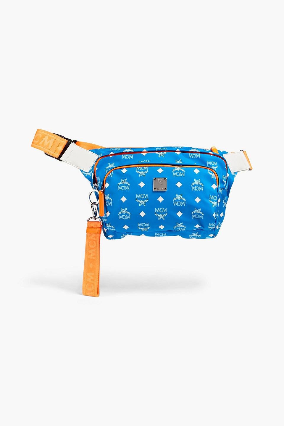 Blue mcm shop fanny pack