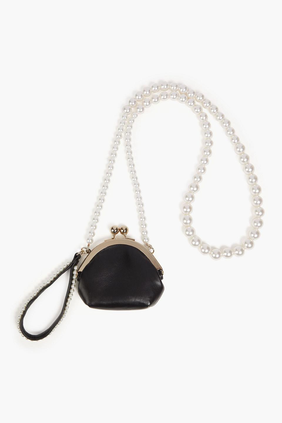Simone Rocha Leather And Faux Pearl Coin Purse in White