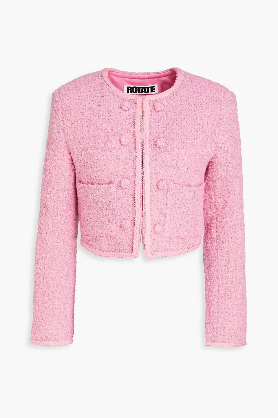 ROTATE BIRGER CHRISTENSEN Mie Cropped Bouclé-tweed Jacket in Pink | Lyst