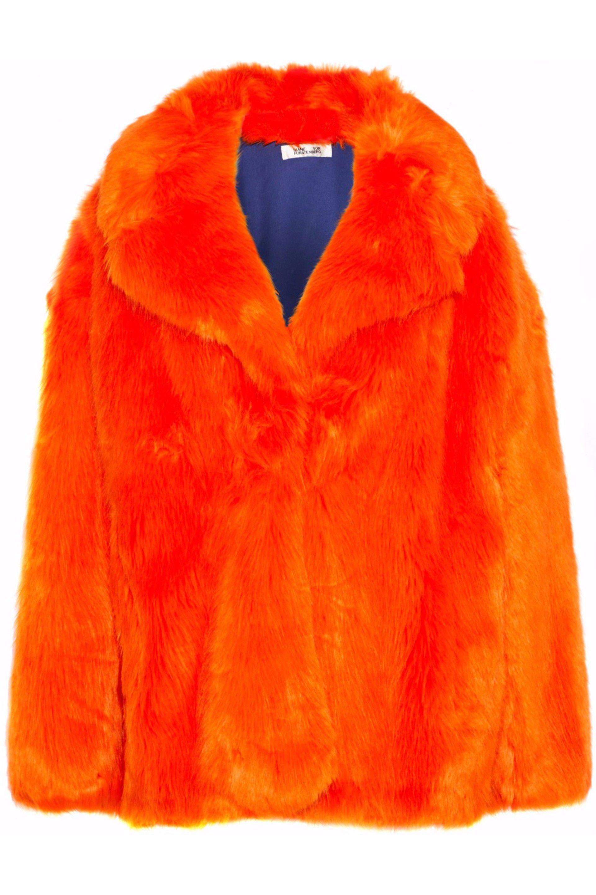 Diane von Furstenberg Faux Fur Coat in Orange | Lyst UK