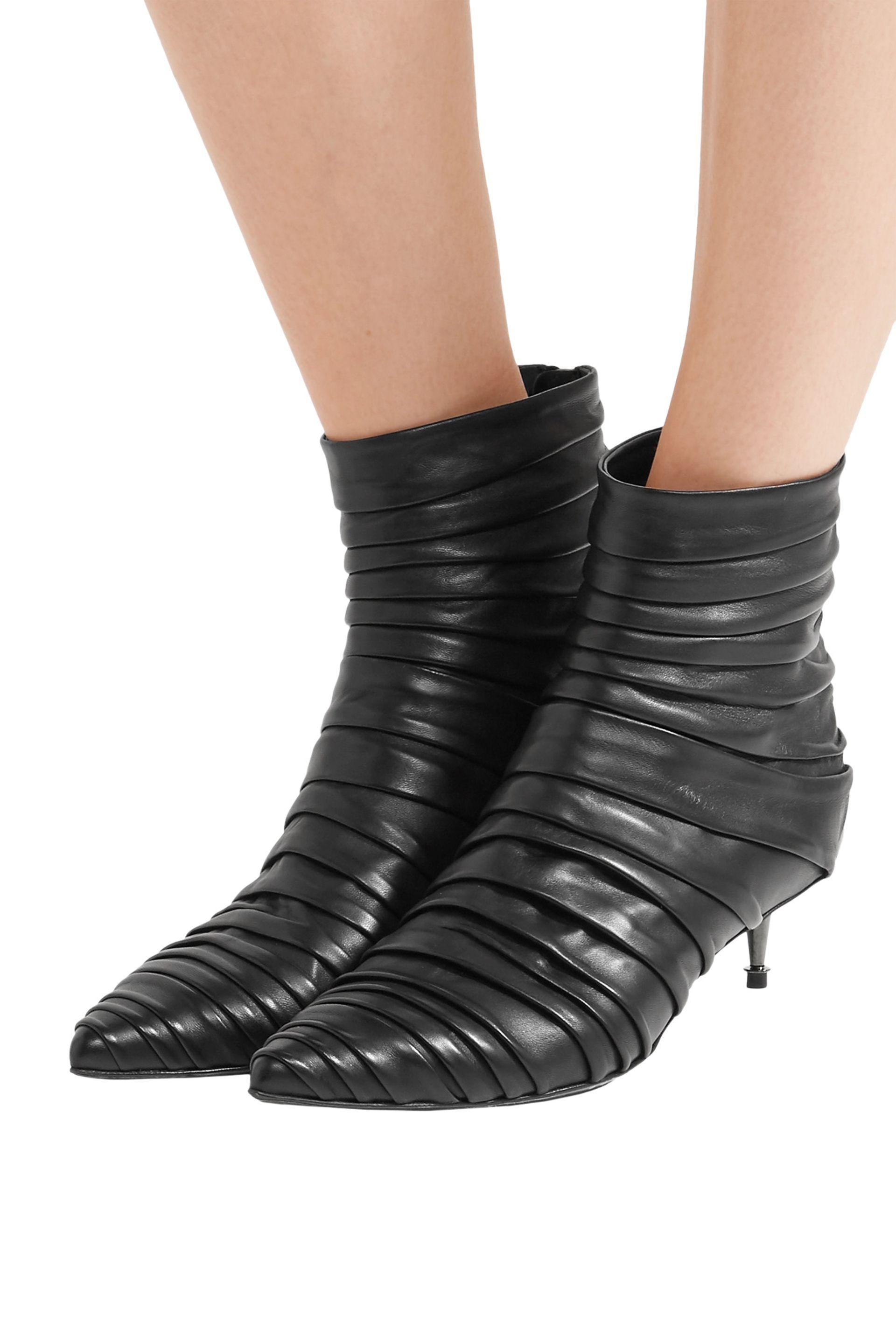 Tom Ford Ruched Leather Ankle Boots Black - Lyst