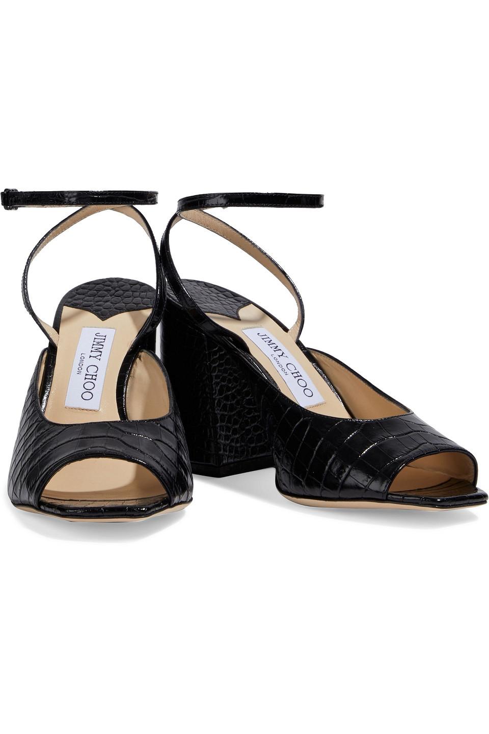 Jassidy 85 Croc-effect Leather Sandals