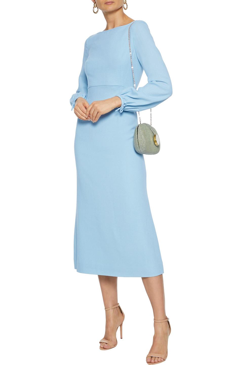Goat Honor Wool-crepe Midi Dress in Sky 