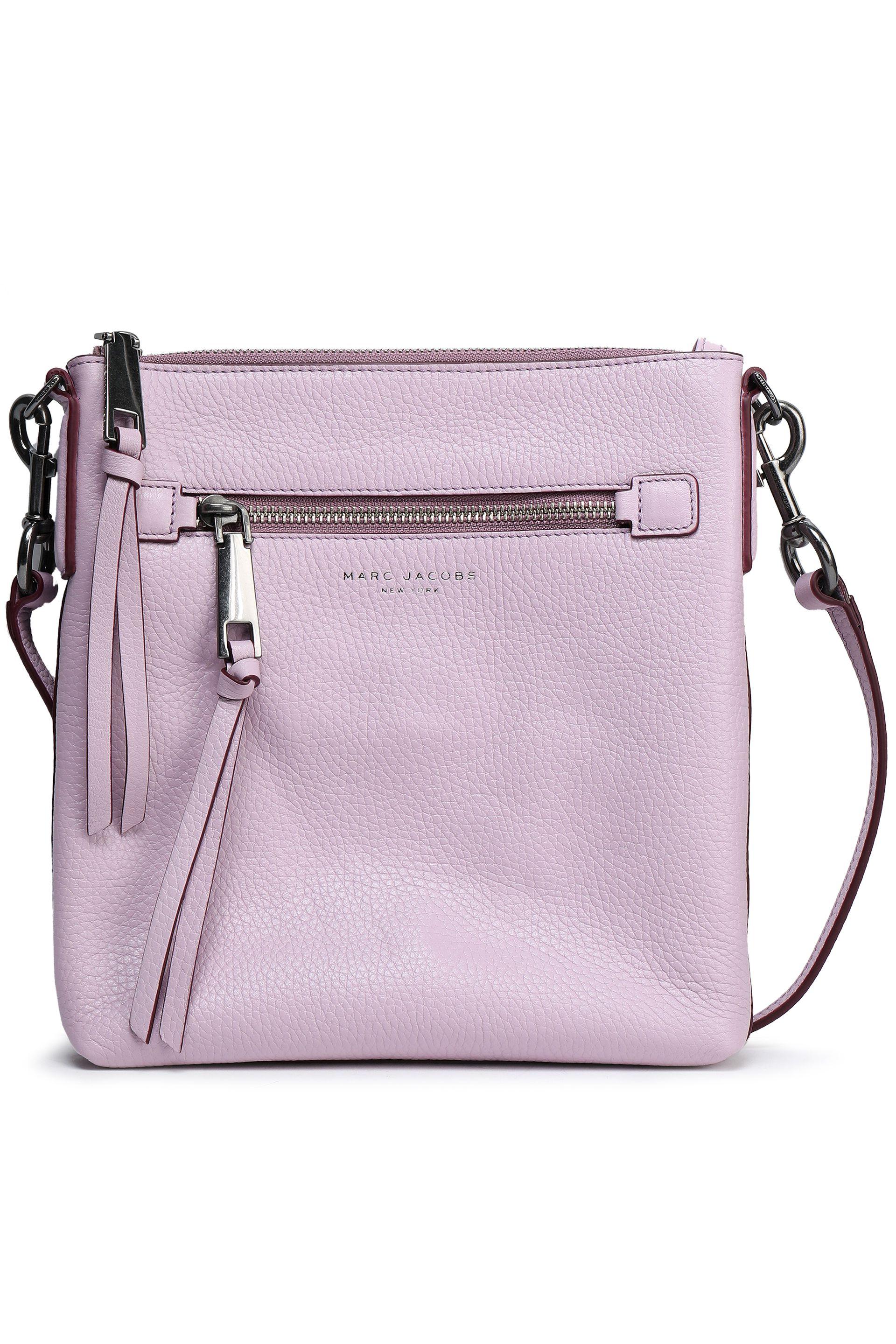 Marc Jacobs Maverick Leather Top Zip Tassel Crossbody Shoulder Bag Lilac Pink