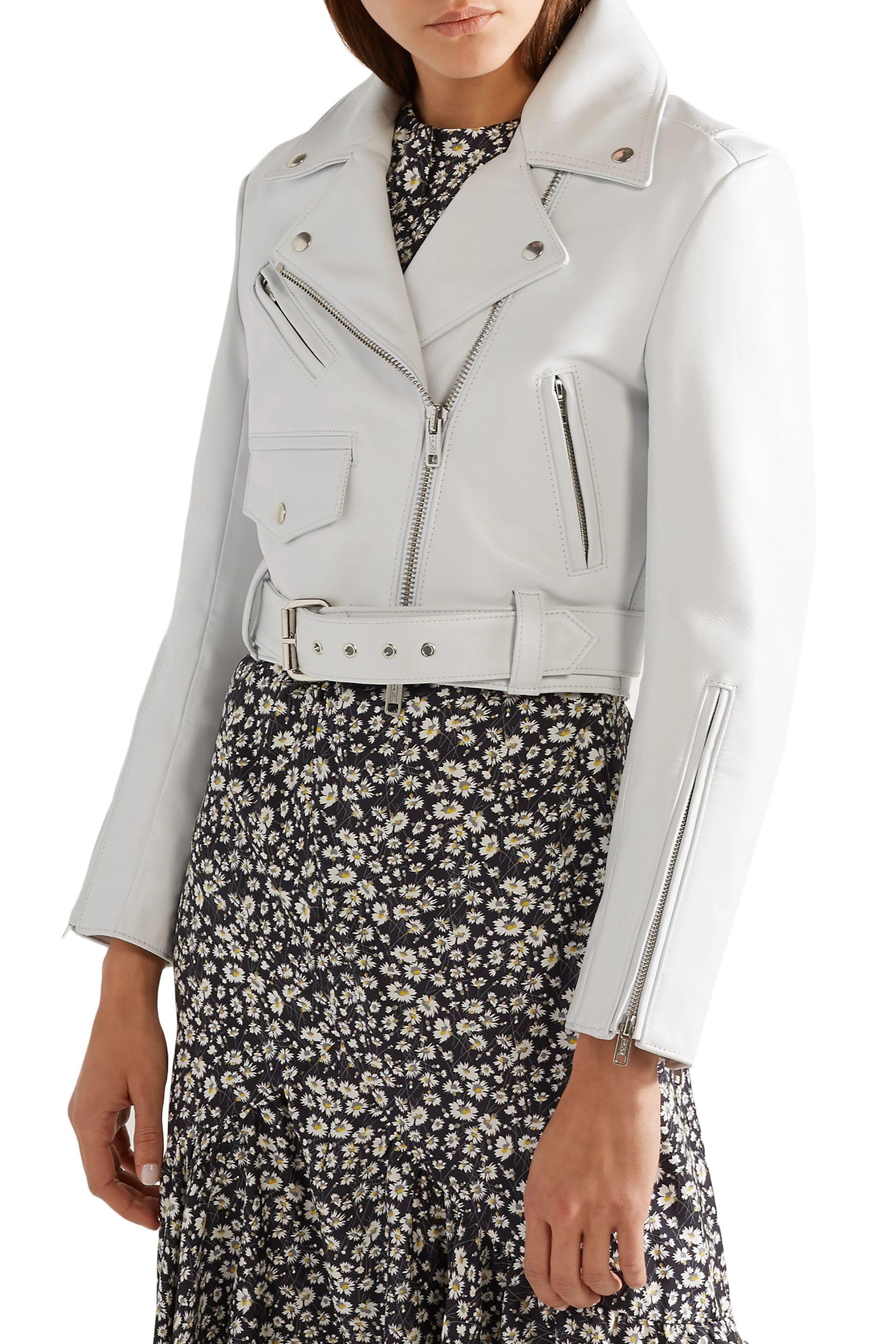 calvin klein white leather jacket