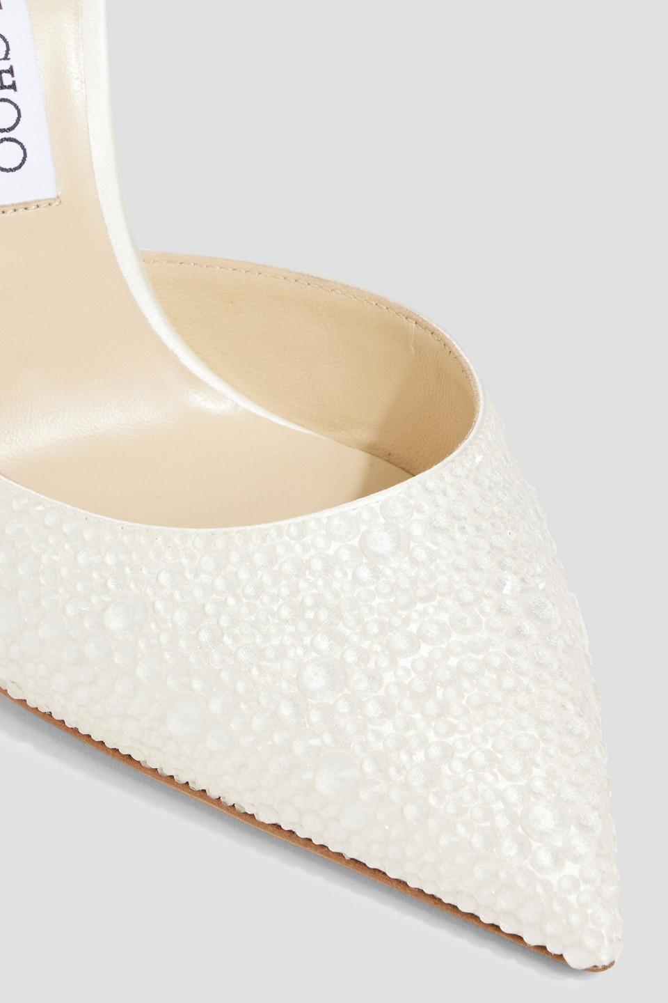 Jimmy Choo Averly 100 Bow-detailed Crystal-embellished Satin