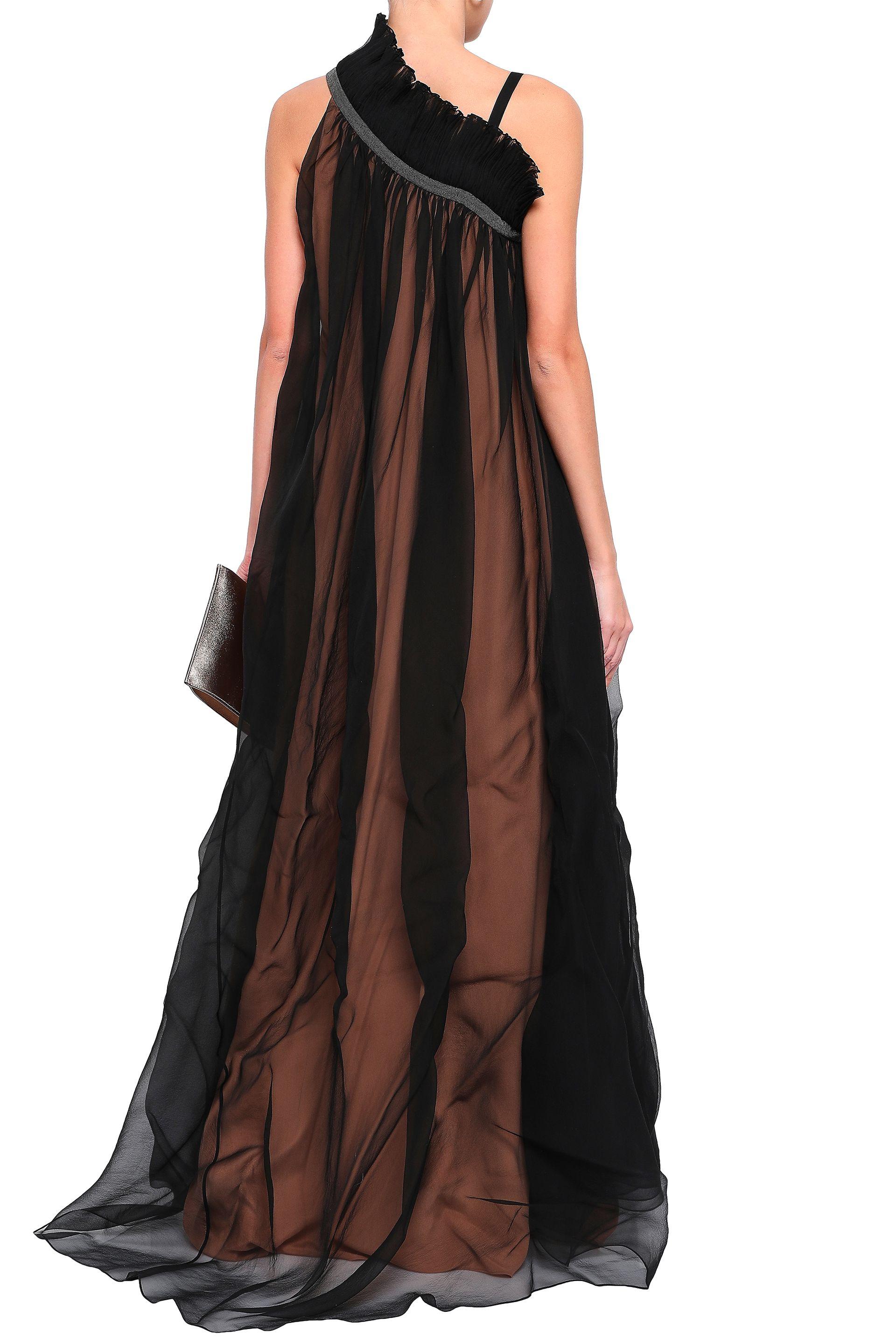 Brunello Cucinelli Bead-embellished Silk-organza Gown Black | Lyst