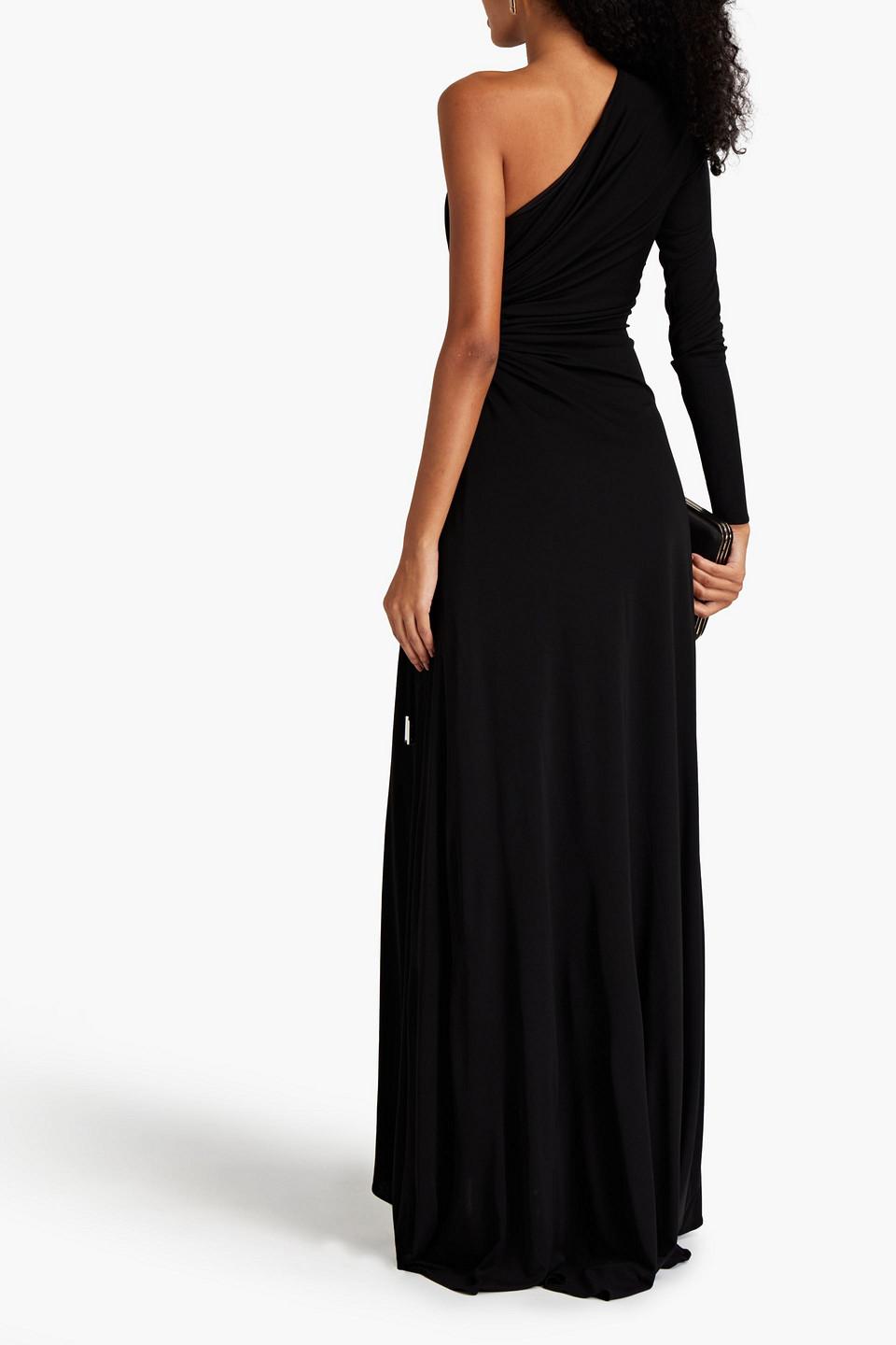 One-shoulder Cutout Jersey Gown 