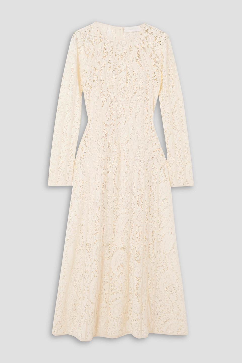 Zimmermann Devi Cotton-blend Guipure Lace Midi Dress in Natural | Lyst Zimmermann Devi Cotton-blend Guipure Lace Midi Dress in Natural | Lyst
