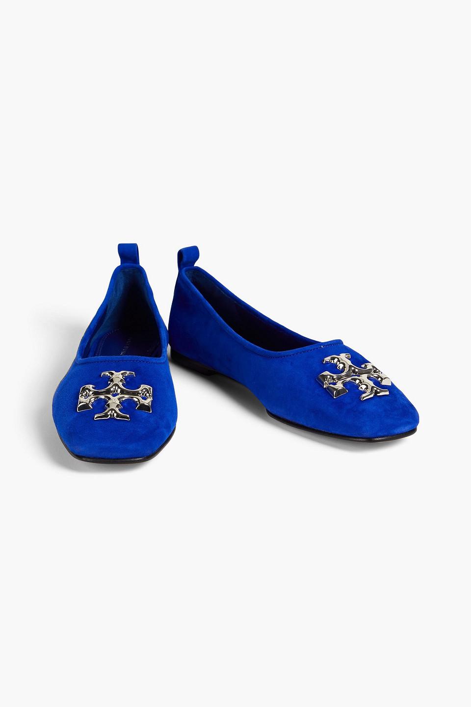 Tory Burch Eleanor Embellished Suede Ballet Flats in Blue | Lyst UK