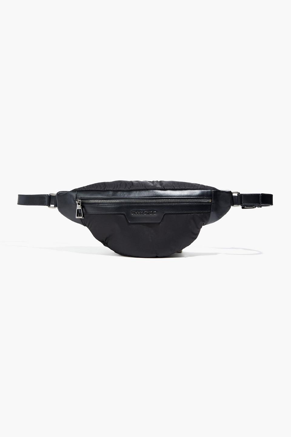 Jimmy Choo Derry Leather trimmed Shell Belt Bag in Black for Men