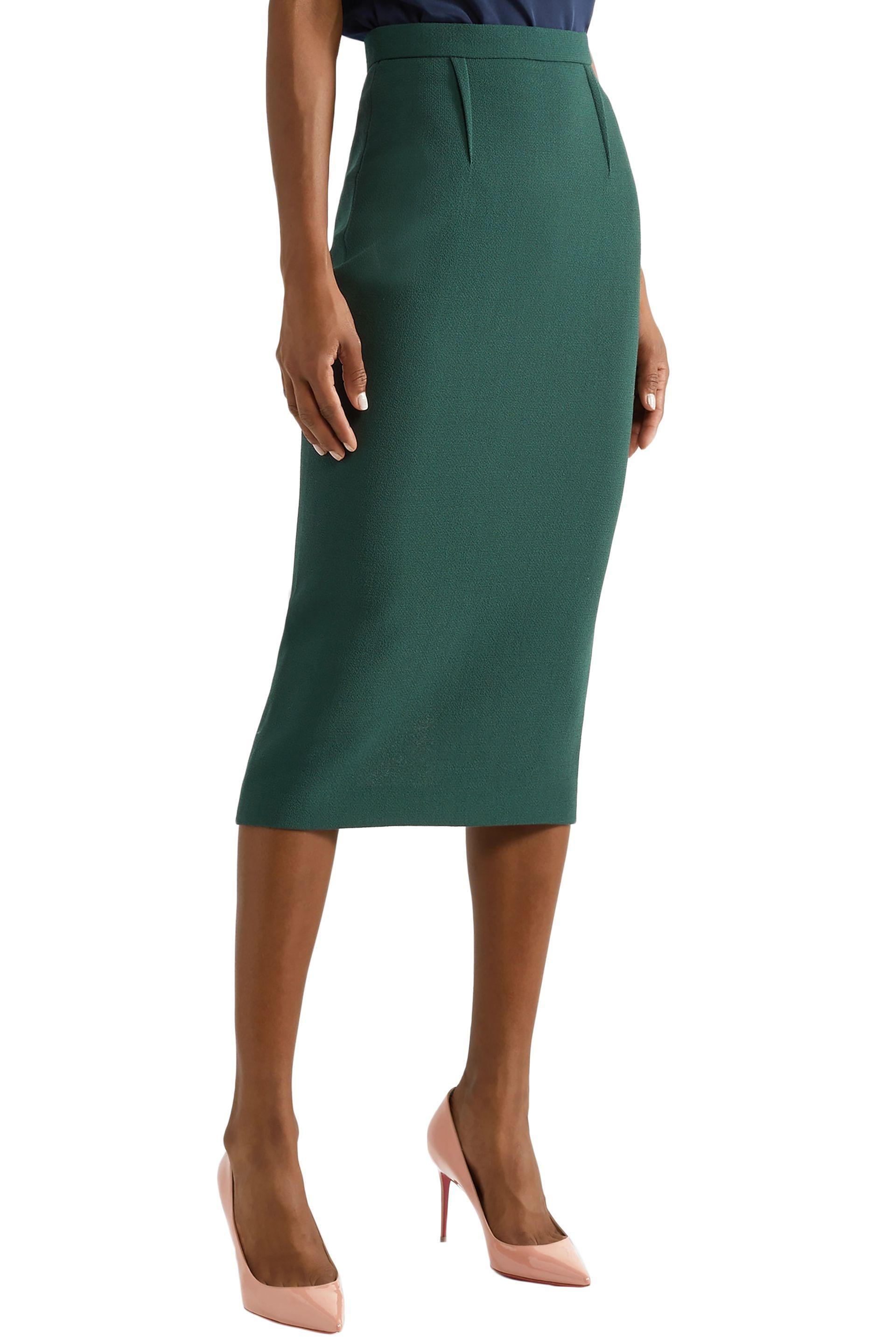 Roland Mouret Arreton Wool-crepe Pencil Skirt in Emerald (Green) - Lyst