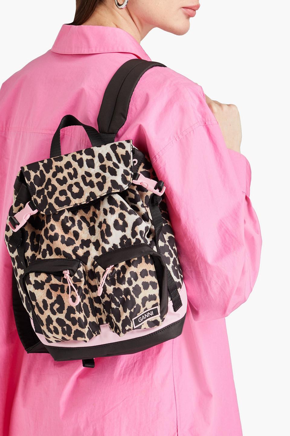 Ganni Leopard-print Shell Backpack in Black | Lyst UK display picture 2
