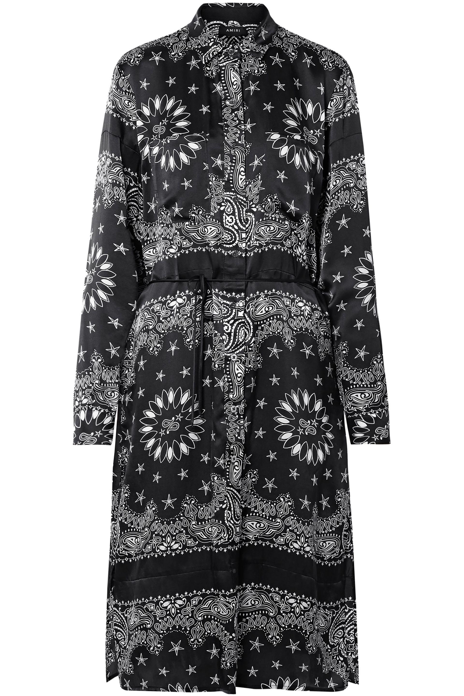 Amiri Bandana Print Silk Shirt Dress in Black Lyst
