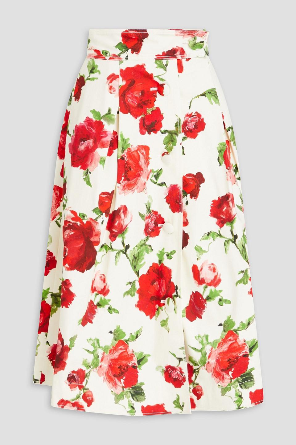 Pleated skirt red flowers discount