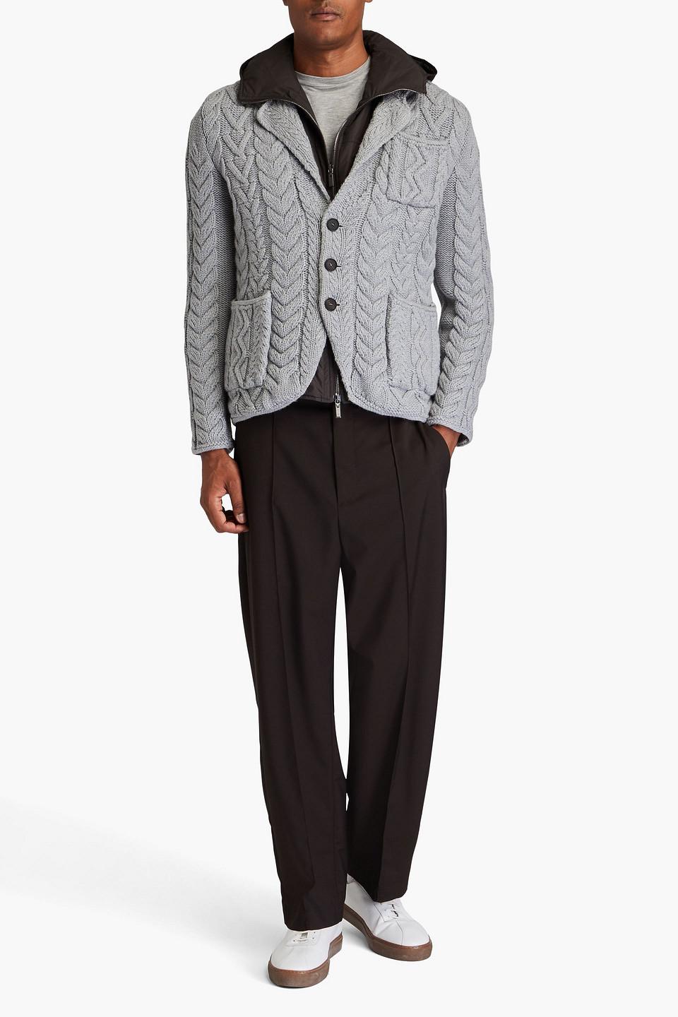 Canali Cable-knit Merino Wool And Shell Blazer in Grey for Men