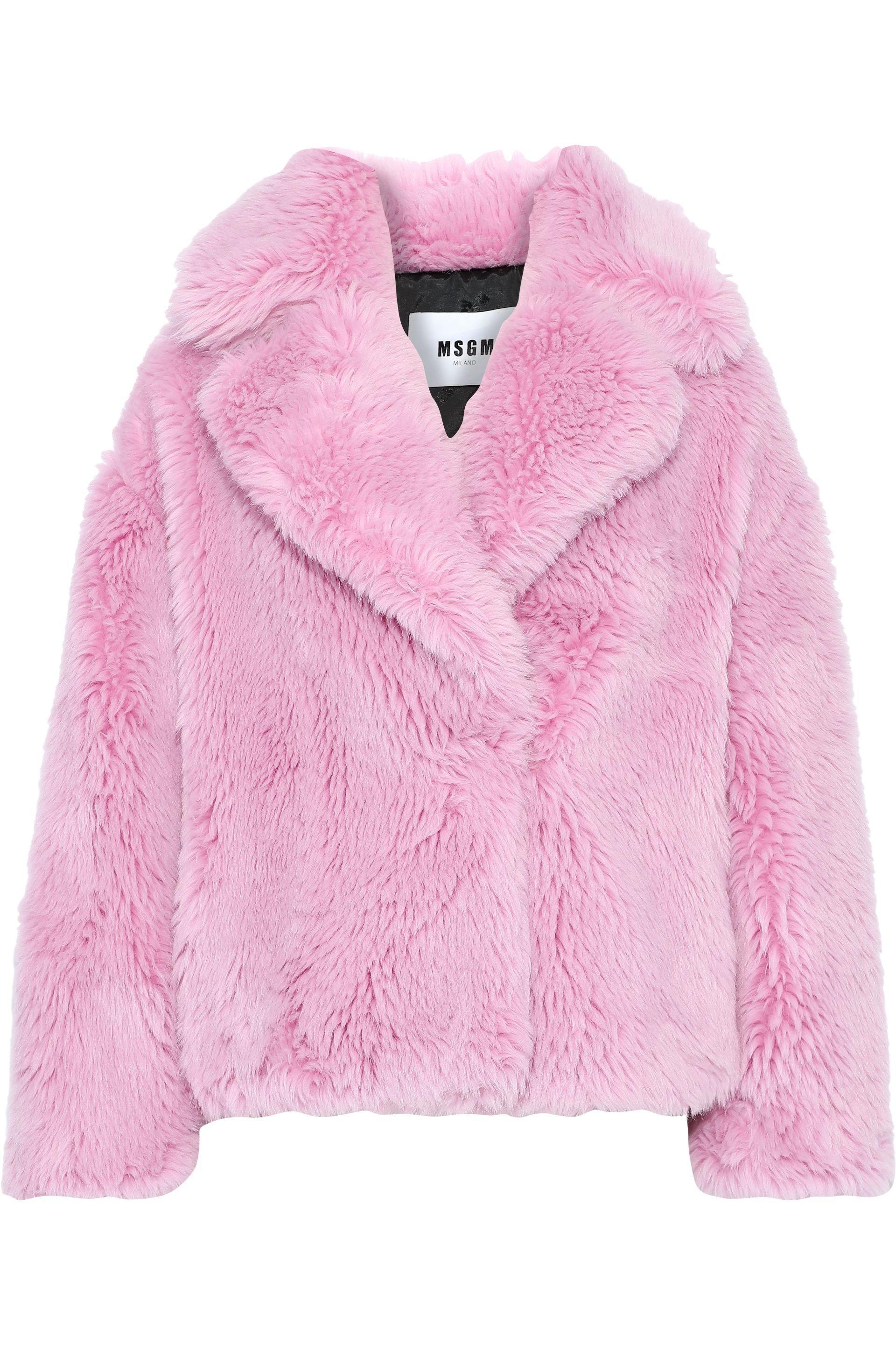 MSGM Faux Fur Coat Bubblegum in Pink - Lyst